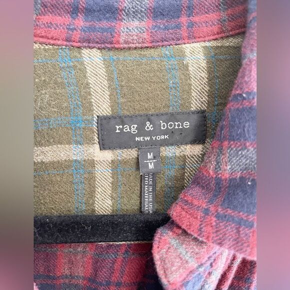 Rag & Bone Felicity Plaid Tie Waist Shirt Dress Burgundy Academia Size M - Picture 7 of 10